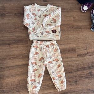 Disney Pixar Toy Story Cream & Brown Kid's Cozy Two-Piece Pajama Set
